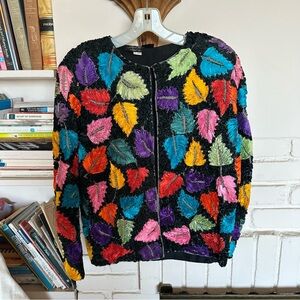 80s leaf rainbow coat